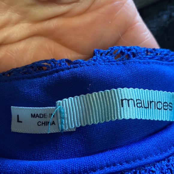 Beautiful long blue lace dress with under slip sheer lace bottom - Picture 10 of 15